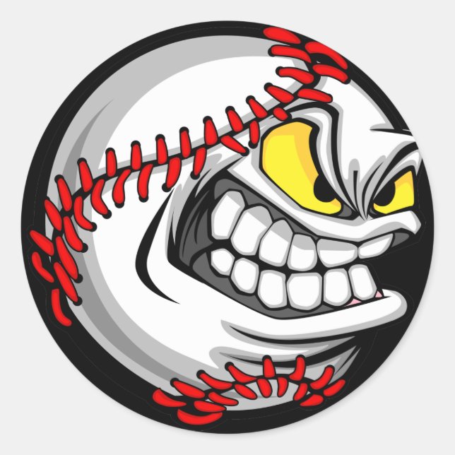 Baseball Cartoon Face Stickers (Front)
