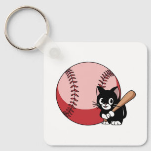 Baseball Cat Cartoon Keychain