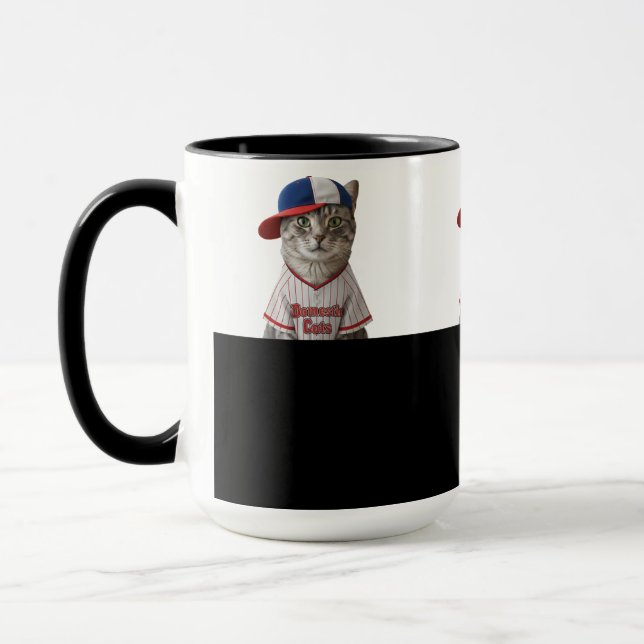 Baseball Cat, Cat with Baseball Cap and Baseball S Mug (Left)