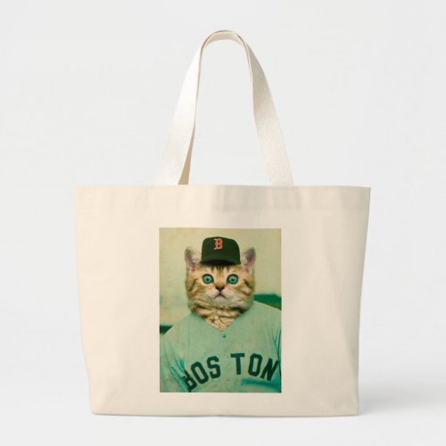 Baseball Cat Large Tote Bag
