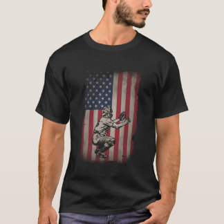Baseball Catcher American Flag Usa Patriotic T-Shirt