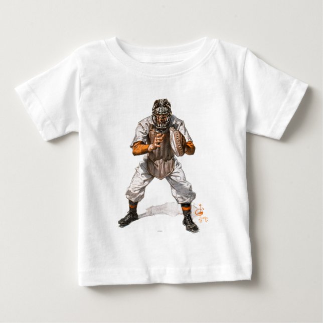 Baseball Catcher Baby T-Shirt (Front)