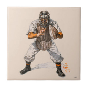 Baseball Catcher Ceramic Tile