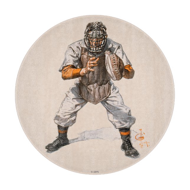 Baseball Catcher Cutting Board (Front)