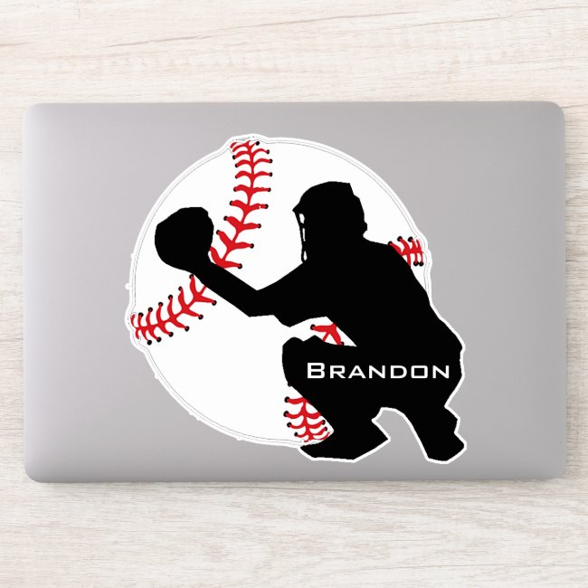 Baseball Catcher Design Contour Sticker