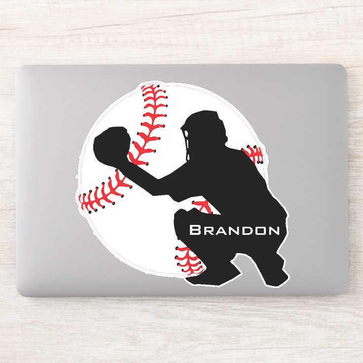 Baseball Catcher Design Contour Sticker | Zazzle