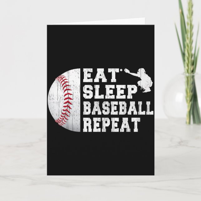Baseball Catcher Eat Sleep Repeat Youth Boys Men F Card (Front)