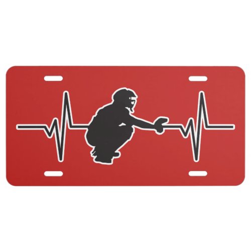 Baseball Catcher _ Heartbeat Pulse Graphic License Plate