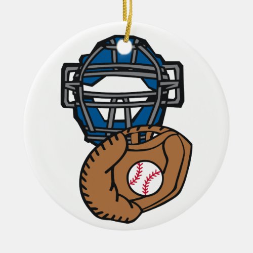 Baseball Catcher Mask Glove Ceramic Ornament