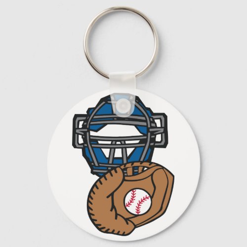 Baseball Catcher Mask Glove Keychain