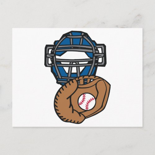 Baseball Catcher Mask Glove Postcard