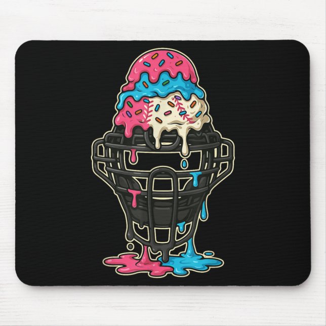 Baseball Catcher Mask Ice Cream Drip Baseball Boys Mouse Pad (Front)