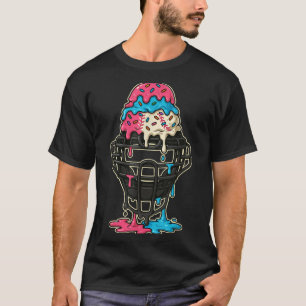 Baseball Catcher Mask Ice Cream Drip Baseball Boys T-Shirt