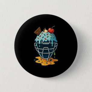 Baseball Catcher Mask Ice Cream Drip Sprinkles Des Button