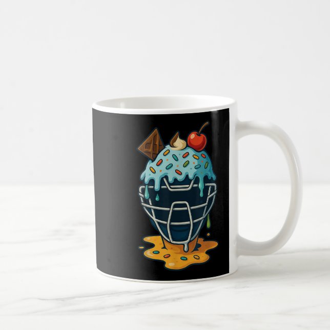 Baseball Catcher Mask Ice Cream Drip Sprinkles Des Coffee Mug (Right)