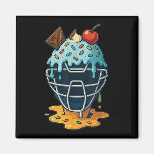 Baseball Catcher Mask Ice Cream Drip Sprinkles Des Magnet