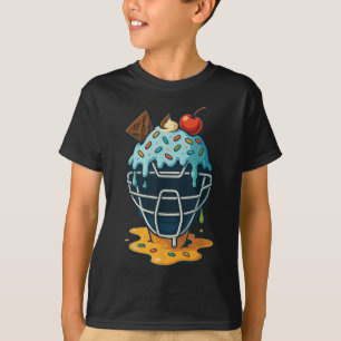 Baseball Catcher Mask Ice Cream Drip Sprinkles Des T-Shirt