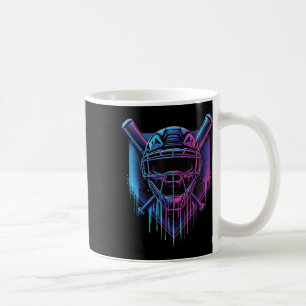 Baseball Catcher Mask Paint Dripping Baseball Fan  Coffee Mug