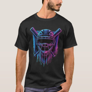 Baseball Catcher Mask Paint Dripping Baseball Fan T-Shirt