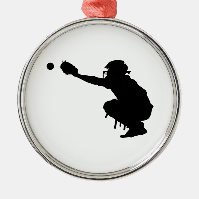 Baseball Catcher Metal Ornament (Front)