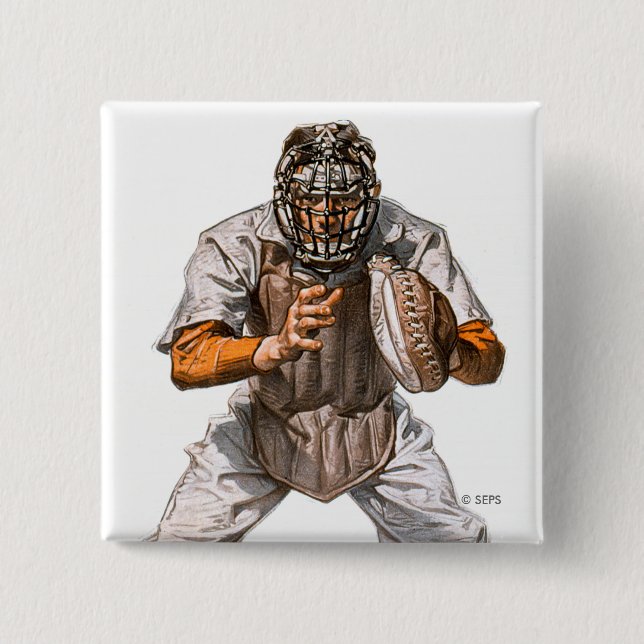 Baseball Catcher Pinback Button (Front)