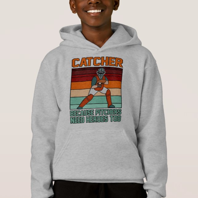 Baseball Catcher Pitcher Sports Player Lover Coach Hoodie (Front)