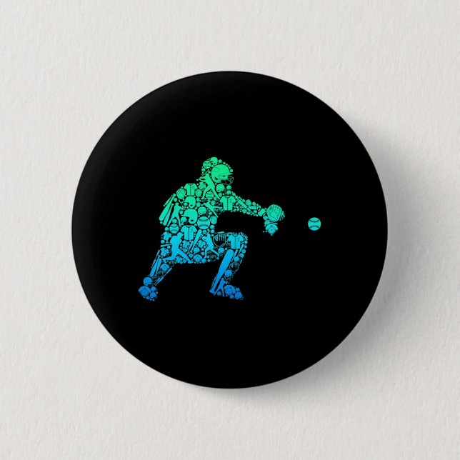 Baseball Catcher Player Youth Men Kids Boys  Button (Front)