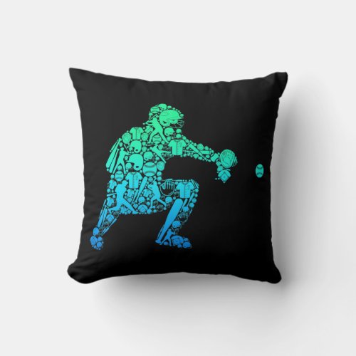 Baseball Catcher Player Youth Men Kids Boys  Throw Pillow