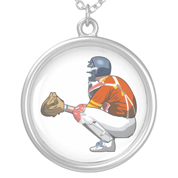baseball catcher realistic vector illustration personalized necklace