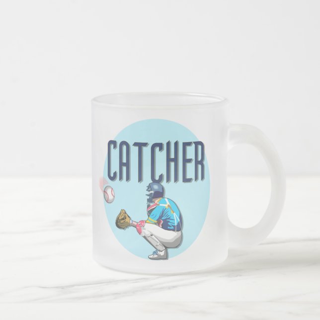 Baseball Catcher T-shirts and Gifts Frosted Glass Coffee Mug (Right)