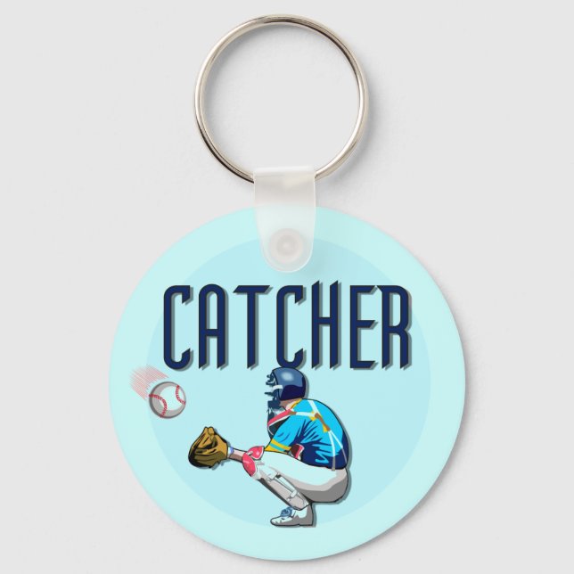 Baseball Catcher T-shirts and Gifts Keychain (Front)