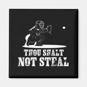 Baseball Catcher Thou Shalt Not Steal - Religious Magnet