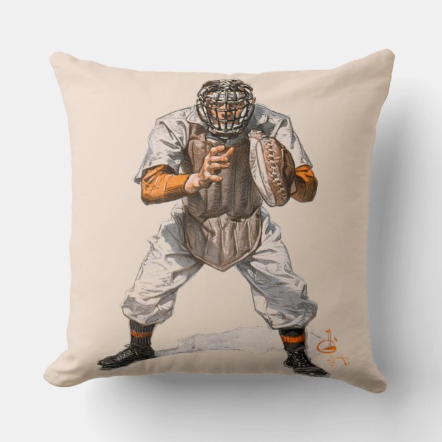 Baseball Catcher Throw Pillow (Front)