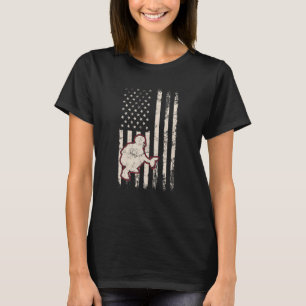 Baseball Catcher USA Flag Patriotic American Flag T-Shirt