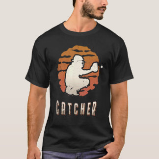 Baseball Catcher Vintage Retro Classic Sunset Spor T-Shirt