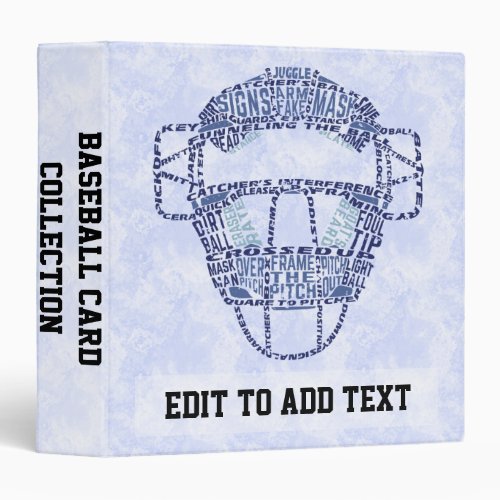 Baseball Catchers Mask Customizable Ring Binder