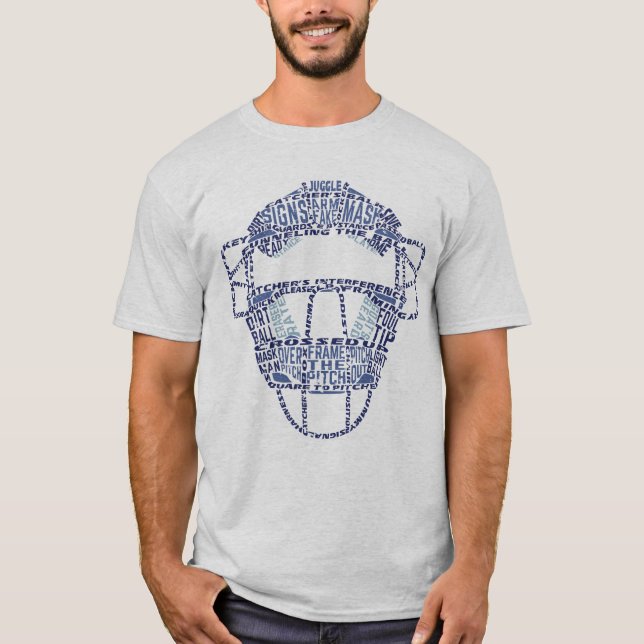 Baseball Catchers Mask Typography T-Shirt (Front)