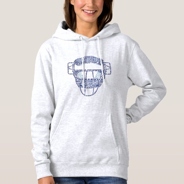 Baseball Catchers Mask Typography Word Art Hoodie (Front)