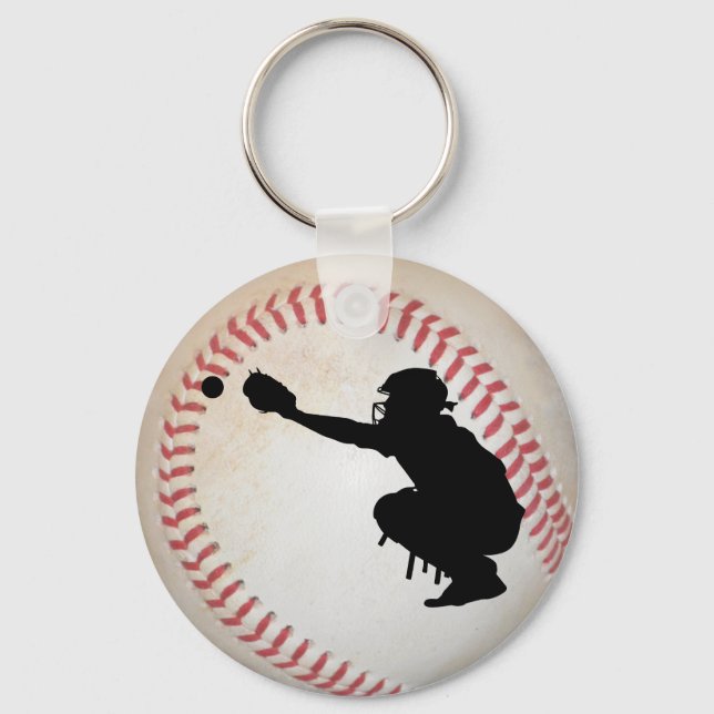 Baseball Cather Silhouette Keychain (Front)