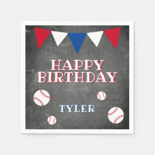 Baseball Chalkboard Kids Birthday Party Napkins