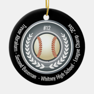 Baseball Champion Player School Black Ceramic Ornament