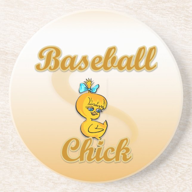 Baseball  Chick Sandstone Coaster (Front)