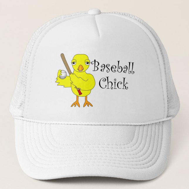 Baseball Chick Text  Trucker Hat (Front)
