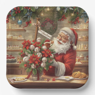 Baseball Christmas Bakery with Santa Claus Paper Plates