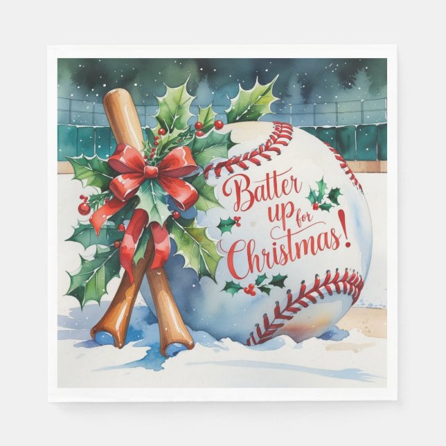 Baseball Christmas “Batter Up for Christmas!” Napkins (Front)