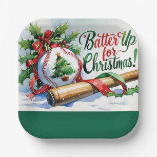 Baseball Christmas “Batter Up for Christmas!” Paper Plates