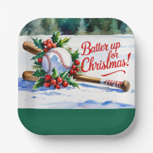 Baseball Christmas “Batter Up for Christmas!” Paper Plates