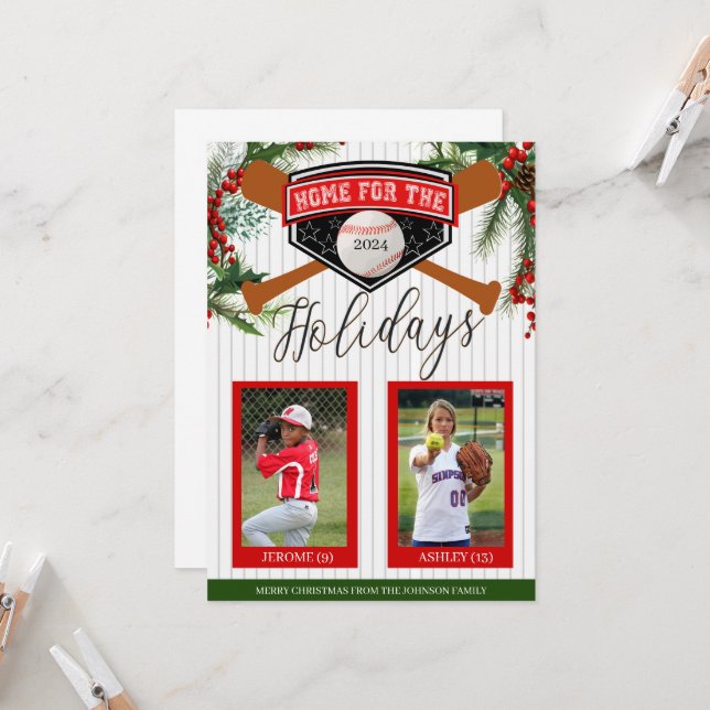 Baseball Christmas Card (Front/Back In Situ)