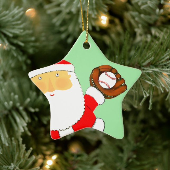 Baseball Christmas Ceramic Ornament (Tree)