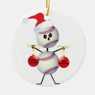 Baseball Christmas Ceramic Ornament